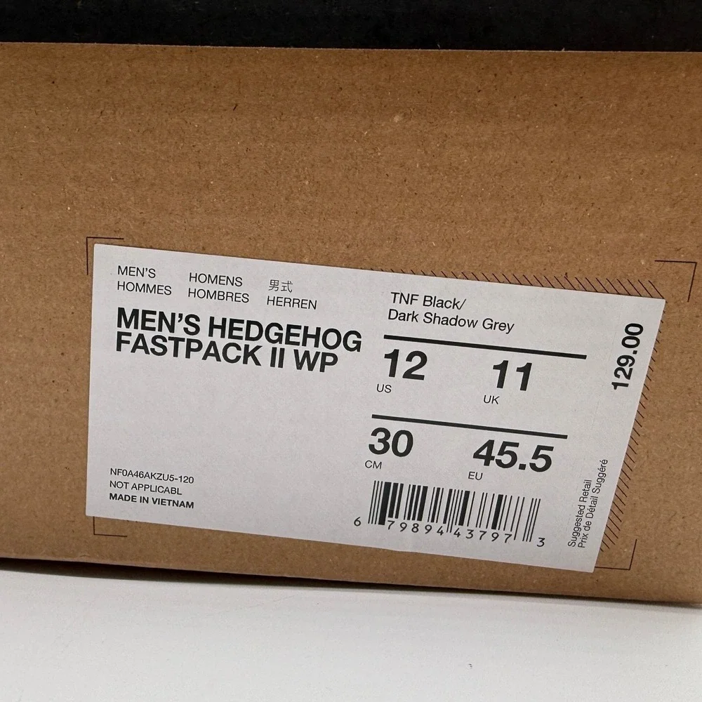 The North Face Hedgehog Fastpack II Men Size 12 Black Grey Hiking NF0A46AKZU5
